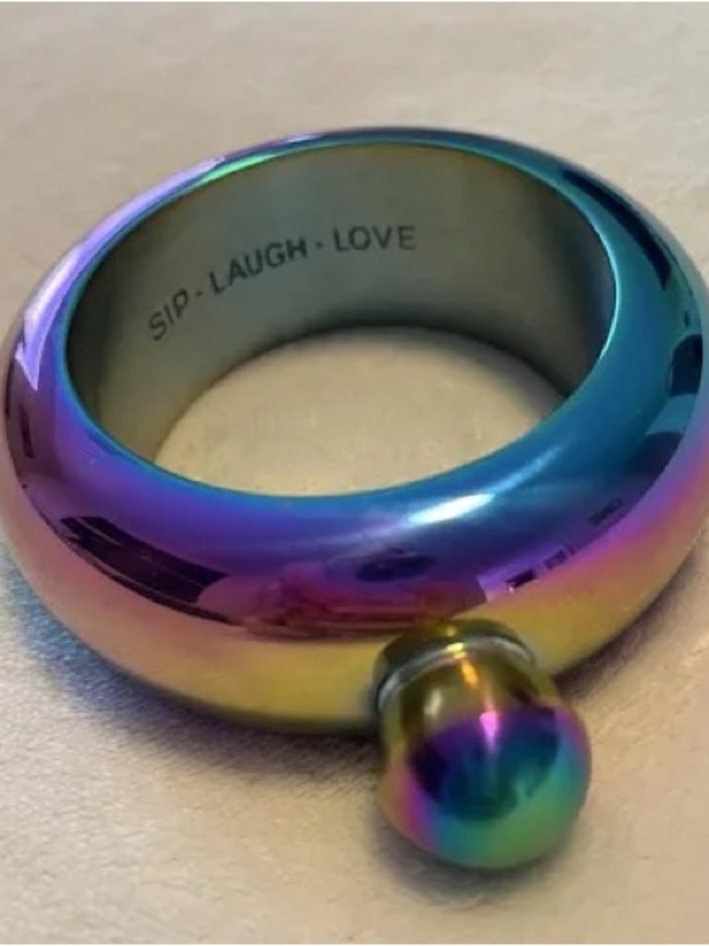Blush Bracelet Flask Sip Laugh Love Rainbow Iridescent
